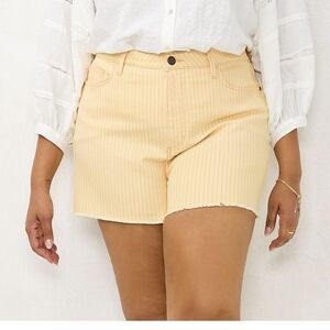 Plus Size LC Lauren Conrad High-Waisted Striped Tan Cut Off Shorts